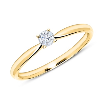 Solitairering i 14 kt. Guld med Diamant - 0,15 ct.