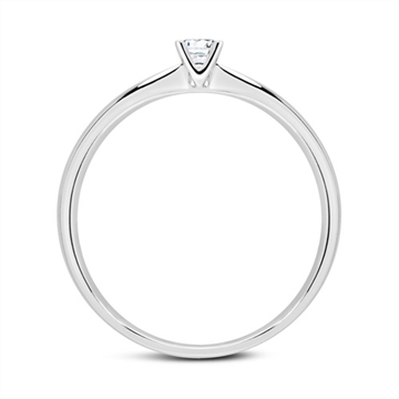 Solitairering 14 kt. Hvidguld med Diamant - 0,15 ct.