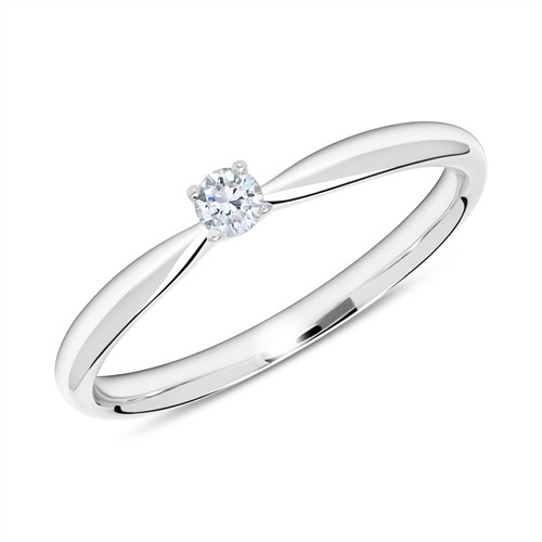 Solitairering 14 kt. Hvidguld med Diamant - 0,10 ct.