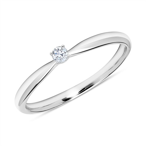 Solitairering 14 kt. Hvidguld med Diamant - 0,05 ct.