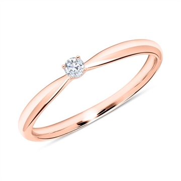 Solitairering 14 kt. Rosaguld med Diamant - 0,05 ct.