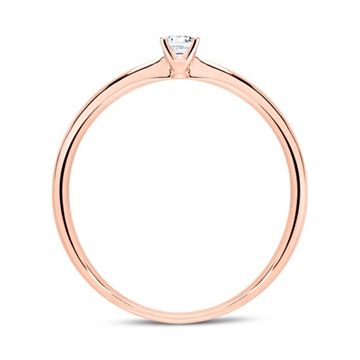 Solitairering 14 kt. Rosaguld med Diamant - 0,10 ct.