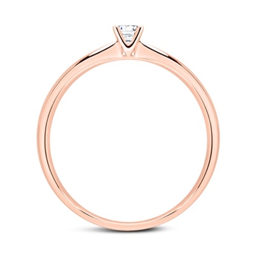 Solitairering 14 kt. Rosaguld med Diamant - 0,15 ct.