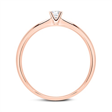 Solitairering 14 kt. Rosaguld med Diamant - 0,15 ct.