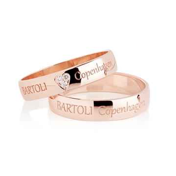 BARTOLI Classic vielsesringe i 14 kt. Rosaguld med Diamanthjerte 0,03 ct. - 4 mm