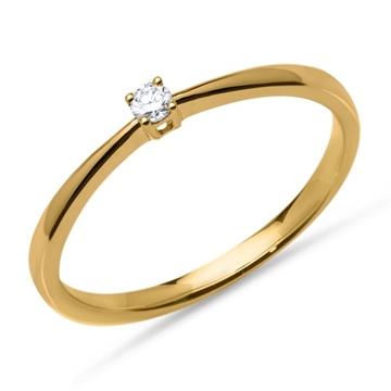 Solitaire ring i 18 kt. Guld med Diamant - 0,05 ct.
