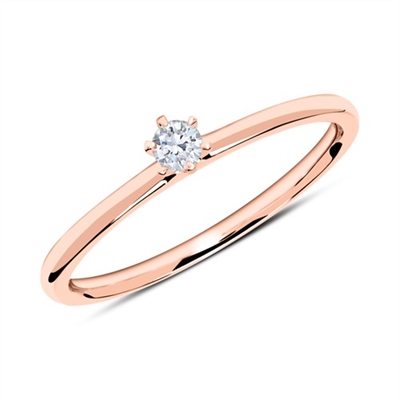 Solitaire ring i 14 kt. Rosaguld med Diamant - 0,10 ct.