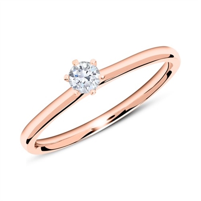 Solitaire ring i 14 kt. Rosaguld med Diamant - 0,15 ct.