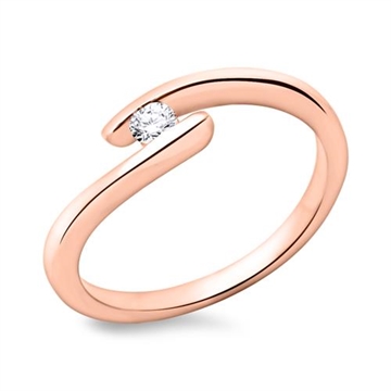 Diamantring i 14 kt. Rosaguld med Diamant - 0,10 ct.