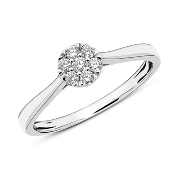 Ring i 14 kt. Hvidguld med Diamanter 0,11 ct.