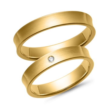Vielsesringe i Guld med Diamant 0,02 ct. - 4 mm