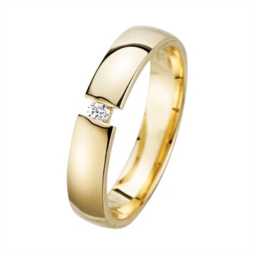 Vielsesring i 8 kt. Guld med Diamant - 4 mmVielsesring i Guld med Diamant 0,04 ct. - 4 mm