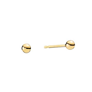 Kugleformede ørestikker i 14 kt guld med blank poleret overflade, 3 mm – Lund Copenhagen