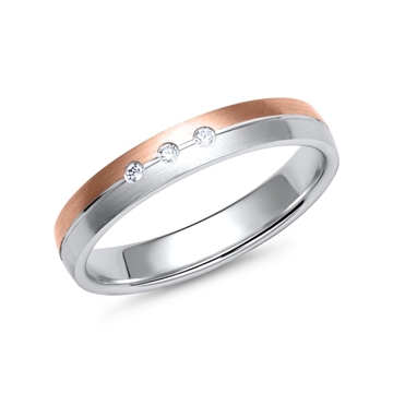 Vielsesring i Rosa og Hvidguld med Diamanter 0,03 ct