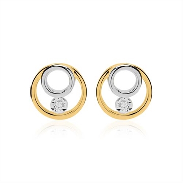 Ørestikker i 14 kt. Guld & Hvidguld med Diamanter