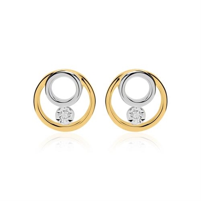 Ørestikker i 14 kt. Guld & Hvidguld med Diamanter