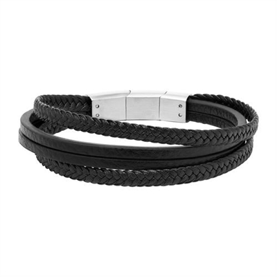 Sort imiteret Læderarmbånd 19 og 21 cm - Mulighed for gravering