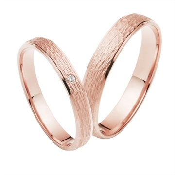 Vielsesringe i Rosaguld med Diamant 0,01 ct. - 3 mm
