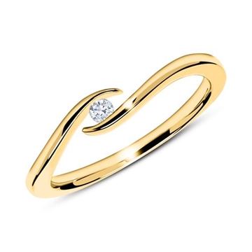 Guldring 14 kt. Guld med Diamant - 0,05 ct