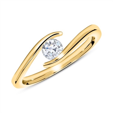 Guldring 14 kt. Guld med Diamant - 0,20 ct.