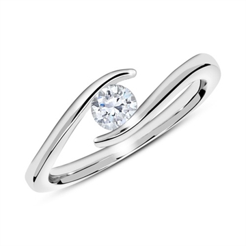 Diamantring i 14 kt. Hvidguld med Diamant - 0,25 ct.