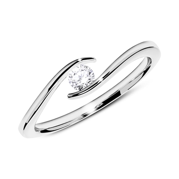 Forlovelsesring i 14 kt. Hvidguld med Diamant - 0,15 ct.