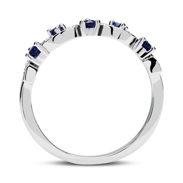 Ring i 14 kt. Hvidguld med Safir og Diamanter