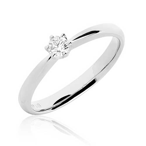 Diamantring i 14 kt. Hvidguld med Diamant  0,10 ct. 