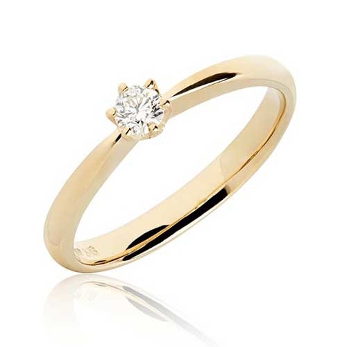 BARTOLI Diamond - Solitairering i 14 kt. Guld med Diamant - 0,10 ct. 