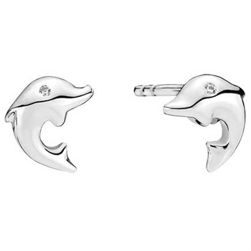Ørestikker i Sølv med Delfiner og Zirkonia