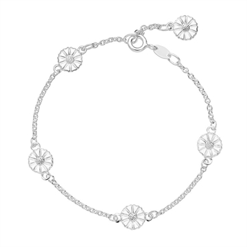 Lund Marguerit armbånd i Sølv med 5 Margueritter - 17 til 19 cm