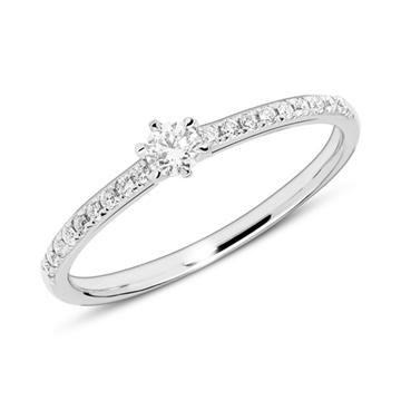 Forlovelsesring i 14 kt. Hvidguld med Diamanter