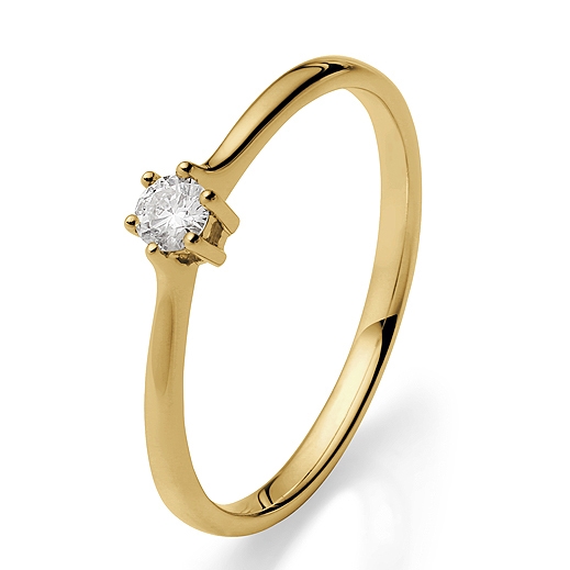 BARTOLI Solitairering i 14 kt. Guld med Diamant - 0,11 ct.