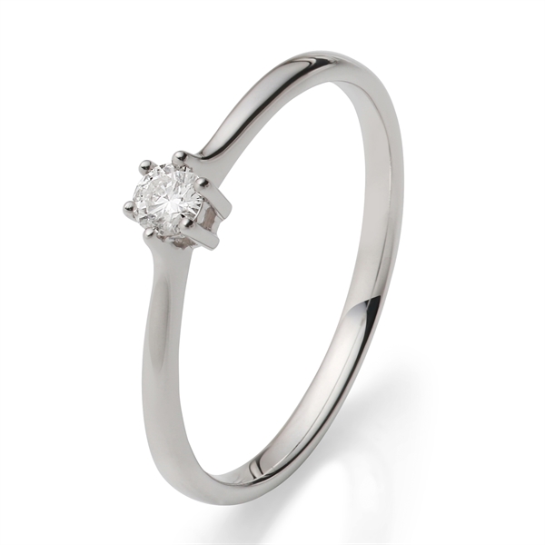 Solitairering i 18 kt. Hvidguld med Diamant - 0,11 ct.