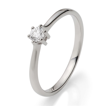 Solitairering i 9 kt. Hvidguld med Diamant - 0,15 ct