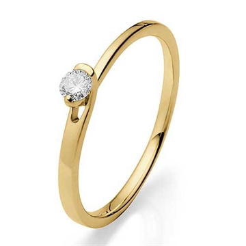 BARTOLI Solitairering i 14 kt. Guld med Diamant  - 0,11 ct.