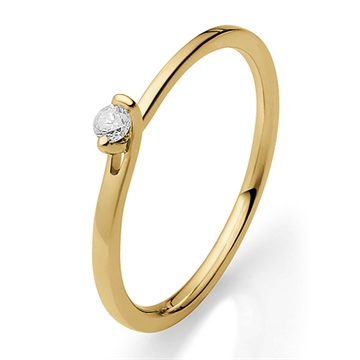 Solitairering i 14 kt. Guld med Diamant - 0,05 ct.