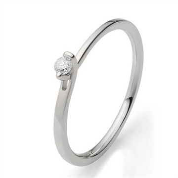 Solitairering i 9 kt. Hvidguld med Diamant - 0,05 ct.