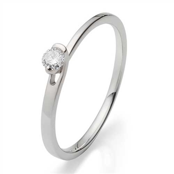 Solitairering i 14 kt. Hvidguld med Diamant - 0,10 ct.