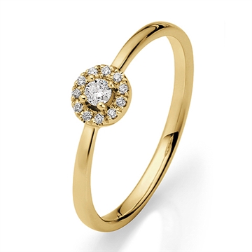 Diamantring i 14 kt. Guld med Diamant - 0,12 ct.