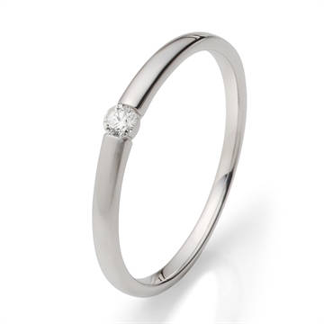 Solitairering i 14 kt. Hvidguld med Diamant - 0,05 ct.