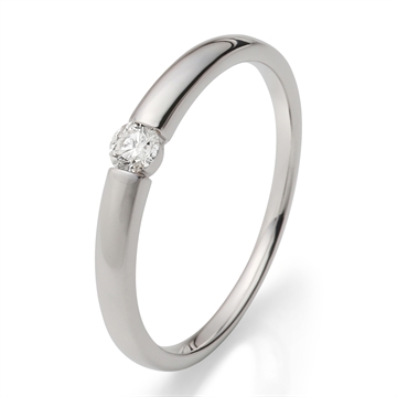 Solitairering i 9 kt. Hvidguld med Diamant - 0,11 ct.