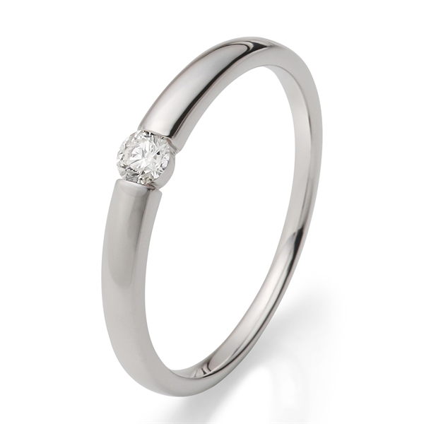 Solitairering i 14 kt. Hvidguld med Diamant - 0,10 ct.