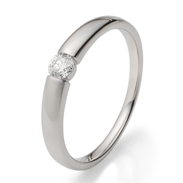 Solitairering i 14 kt. Hvidguld med Diamant - 0,15 ct.