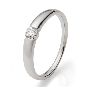 Solitairering i 14 kt. Hvidguld med Diamant - 0,20 ct.