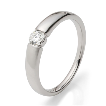 Solitairering i 14 kt. Hvidguld med Diamant - 0,25 ct.