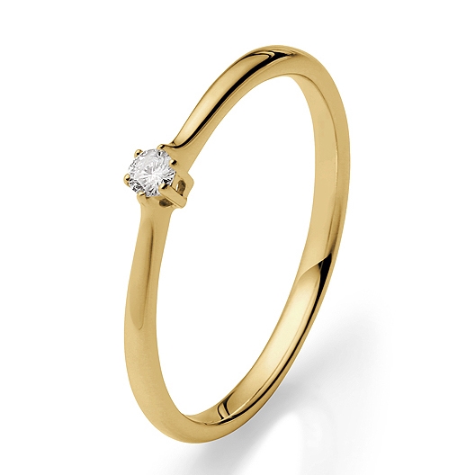 Solitairering i 14 kt. Guld med Diamant - 0,05 ct.