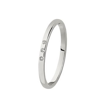 BARTOLI Colibri vielsesring i 8 kt. Hvidguld med Diamanter -1,5 mm