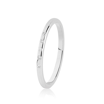 BARTOLI Colibri vielsesring i 8 kt. Hvidguld med Diamanter - 1,5 mm