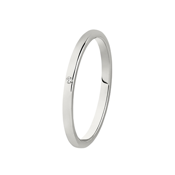 BARTOLI Colibri vielsesring i 8 kt.  Hvidguld med Diamant - 1,5 mm